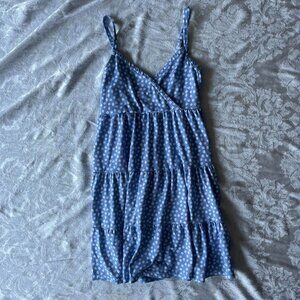 hollister blue and white floral mini dress size xs